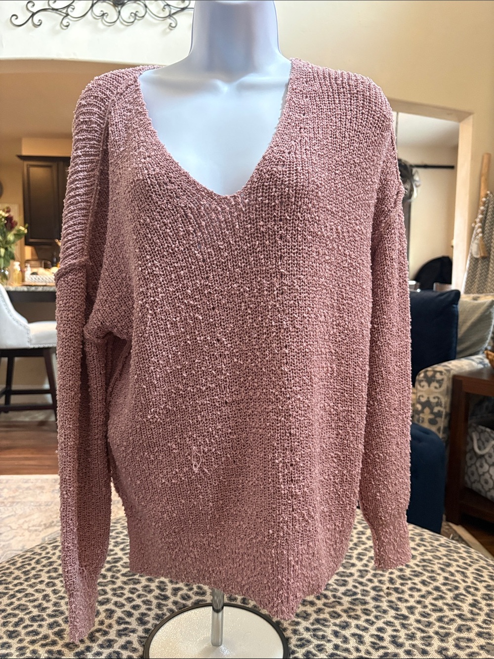 Rachel Zoe Dusty Rose V-Neck Knit Sweater